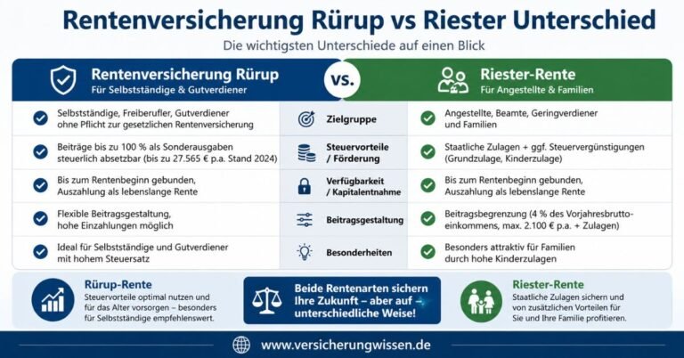 Rentenversicherung Rürup vs Riester Unterschied